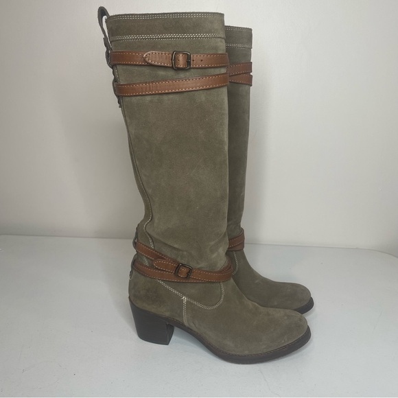 FRYE Taupe Suede JANE Strappy Knee High Boots sz 8 - Picture 4 of 12